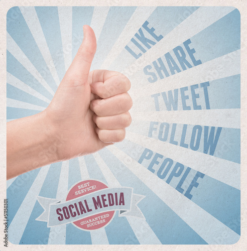Photo: Retro style poster of social media service Retro style poster of social media service