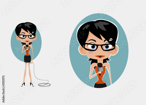 Vector: Cute tv journalist with glasses Cute tv journalist with glasses