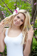 Portrait of smiling woman in park
