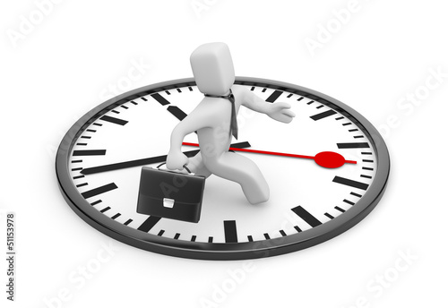 Illustration: Businessman running in the big clock Businessman running in the big clock