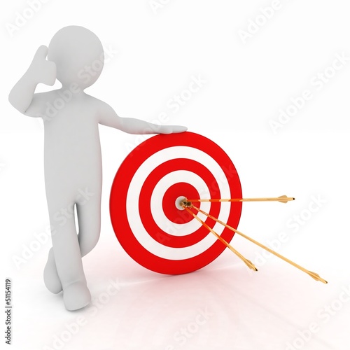 Illustration: man presenting center of the red target man presenting center of the red target