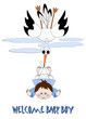 Vektor: Baby Boy and stork - welcome baby boy Baby Boy and stork - welcome baby boy