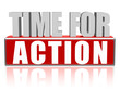 time for action in 3d letters and block
