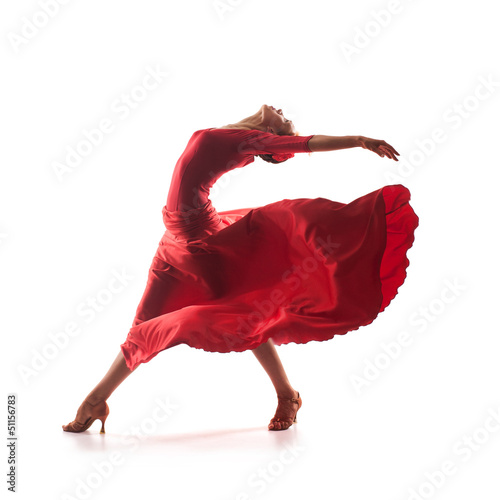 Photo: woman dancer wearing red dress woman dancer wearing red dress
