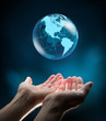 blue world in hands