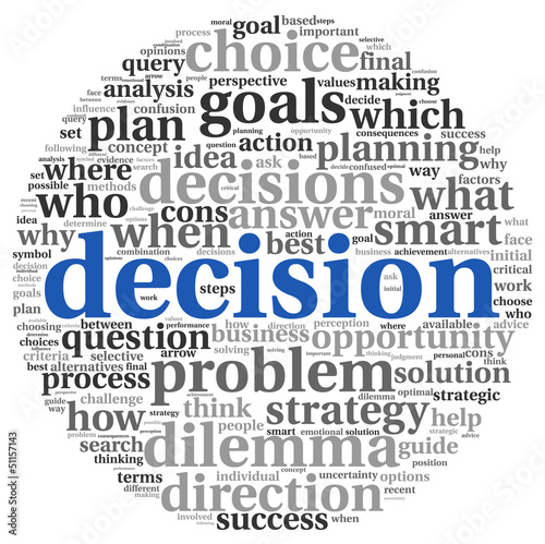 Illustration: Decision concept in tag cloud Decision concept in tag cloud