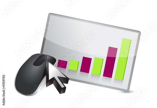 Illustration: business graph Wireless computer mouse business graph Wireless computer mouse