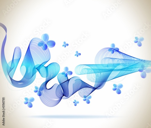 Vector: Abstract blue background with wave and butterfly Abstract blue background with wave and butterfly