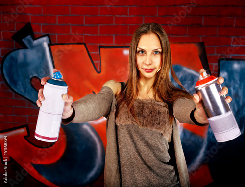 Photo: Girl with body art. Girl with body art.