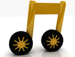 note is car-wheel on a white background