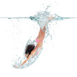 Young woman dives into the swimming pool