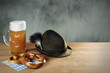 Masskrug beer, Pretzel and Hat with Gamsbart