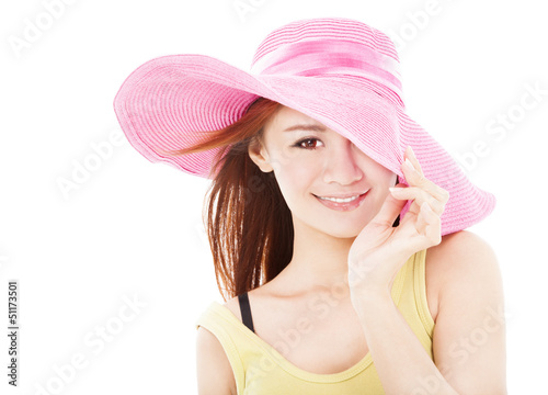 Photo: smiling summer woman isolated on white smiling summer woman isolated on white
