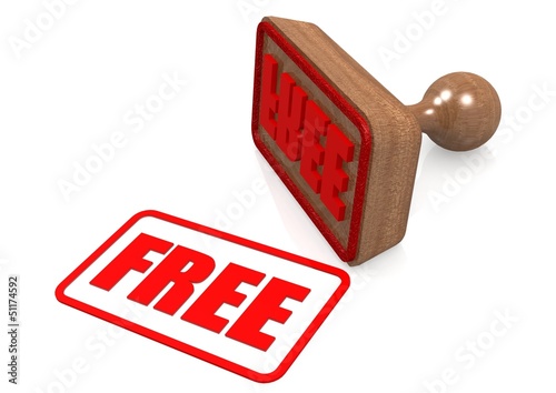 Illustration: Free word on wooden stamp Free word on wooden stamp