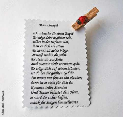Photo: Karte mit Wunschengel Text Karte mit Wunschengel Text