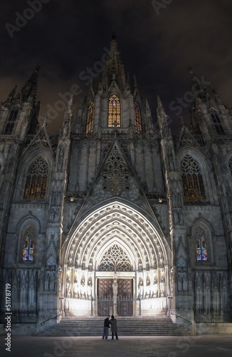 Photo: Cathedral of the Holy Cross and Saint Eulalia at night Cathedral of the Holy Cross and Saint Eulalia at night