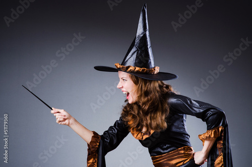 Photo: Witch in scary halloween concept Witch in scary halloween concept