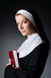 Young nun in religious concept