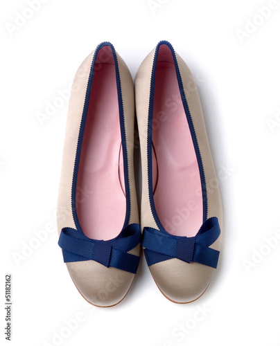 Photo: Blue bow pearl grey ballerinas Blue bow pearl grey ballerinas