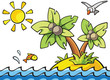 colorful vector illustration with palm island
