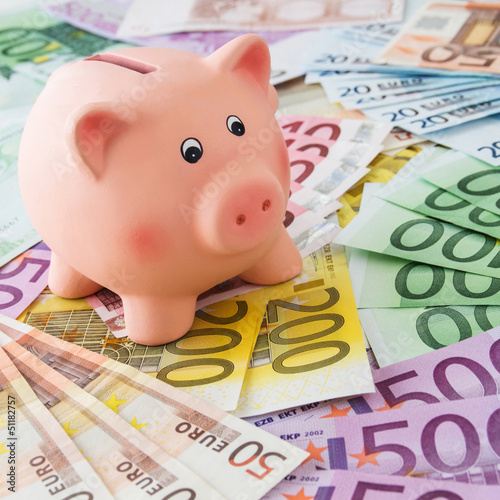 Photo: Sparschwein und Euro Sparschwein und Euro