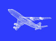 model of jet airplane isolated on blue