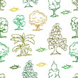 trees hand draw seamless pattern