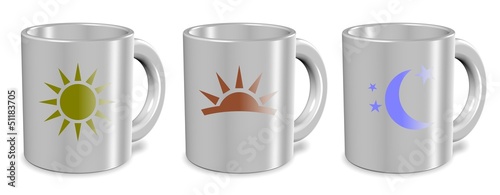 Illustration: Morning day night cups Morning day night cups