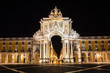 Rue Augusta arch in Commerce square at night. Lisbon