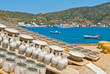 Greece Sifnos,Colorful sea view on the island in front of tradit