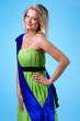 woman in a green dress with diadem