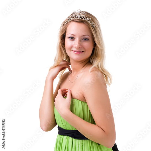 Photo: woman in a green dress with diadem woman in a green dress with diadem