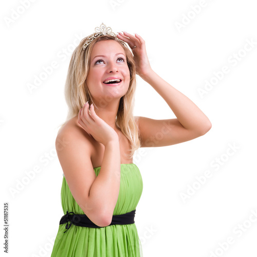 Photo: woman in a green dress with diadem woman in a green dress with diadem