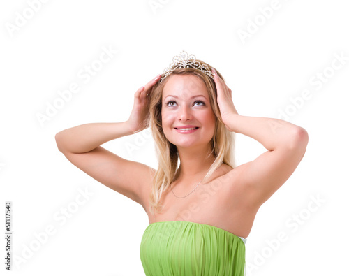 Photo: woman in a green dress with diadem woman in a green dress with diadem