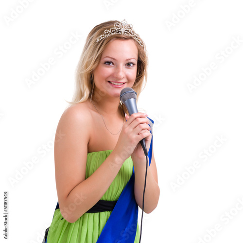 Photo: woman in a green dress with diadem woman in a green dress with diadem