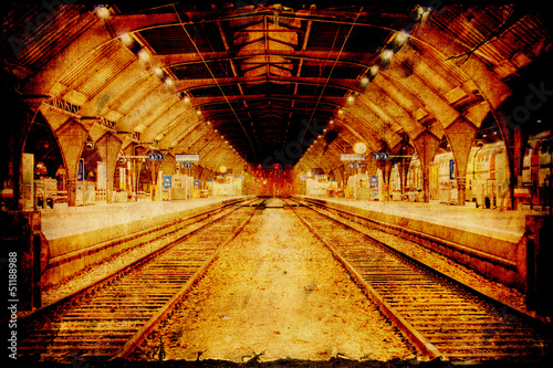 Illustration: Retroplakat - Bahnhof Retroplakat - Bahnhof