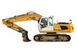 Construction digger scoop isolated against a white background