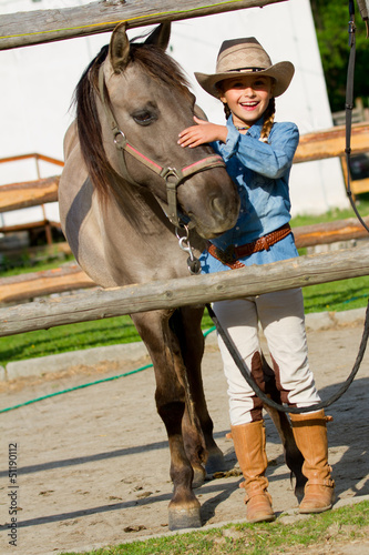 Photo: Ranch, horse - lovely girl with horse Ranch, horse - lovely girl with horse