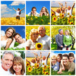 Happy family collage background.