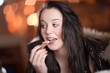 Photo: Beautiful woman enjoying refreshments Beautiful woman enjoying refreshments