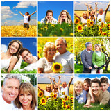 Happy family collage background.