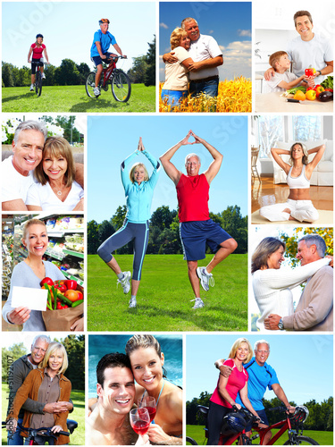 Photo: Group of happy people collage. Group of happy people collage.