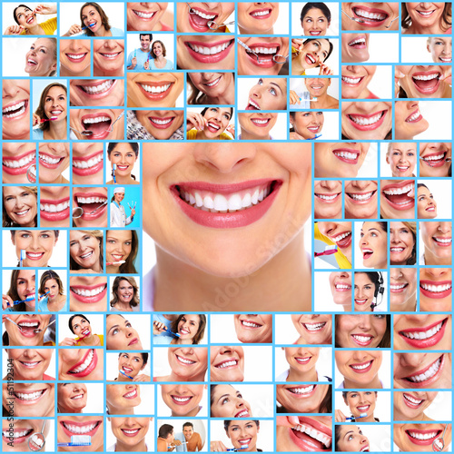 Photo: Dental health. Woman smile collage. Dental health. Woman smile collage.