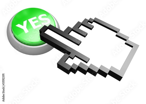 Photo: Yes button with hand cursor Yes button with hand cursor