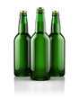Three beer bottles isolated on white