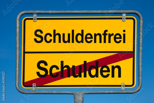 Photo: Wechselschild ohne Pfeil SCHULDEN - SCHULDENFREI Wechselschild ohne Pfeil SCHULDEN - SCHULDENFREI
