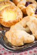 Bagels and cakes with fruit and vanilla filling