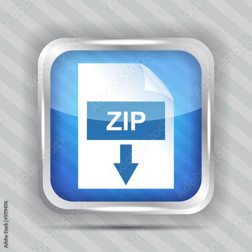 Vector: blue zip download icon on a striped background blue zip download icon on a striped background