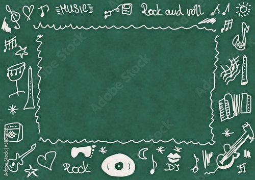 Illustration: Doodle music, school chalkboard background and texture Doodle music, school chalkboard background and texture