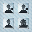 add, remove and user group icons on a striped background